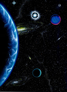 Spacescape with Planets and Galaxies Print