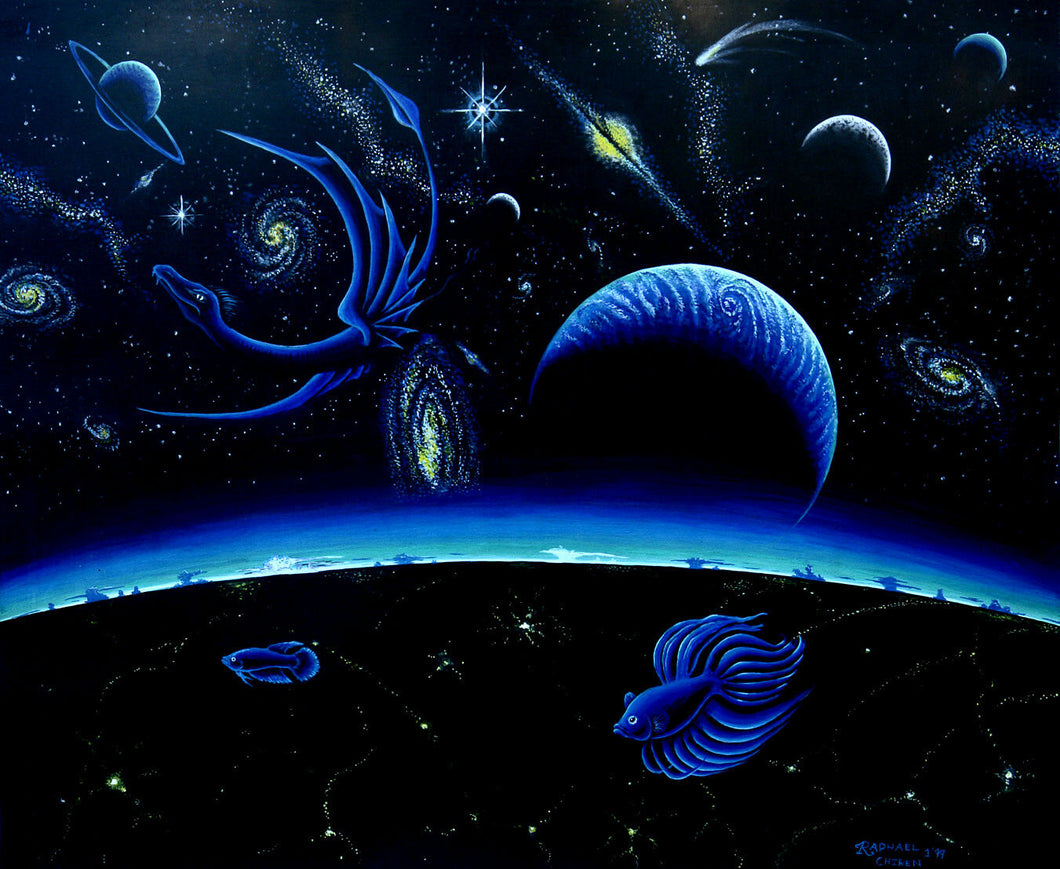 Giclee Print of a Spacescape with a Siamese Fighting Fish