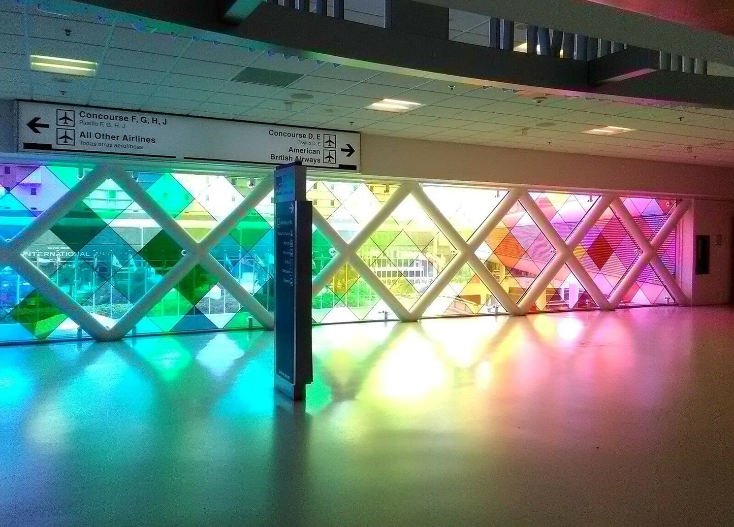 Colored Windows at the Miami International Airport Print